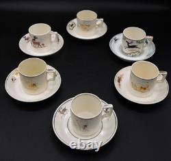 Wedgwood Queensware Reindeer Demitasse Cups & Saucers by Alfred Powell (1927)