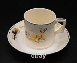 Wedgwood Queensware Reindeer Demitasse Cups & Saucers by Alfred Powell (1927)
