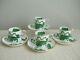 Wedgwood Set Of 4 Green Chinese Tigers Demitasse Cups & Saucers