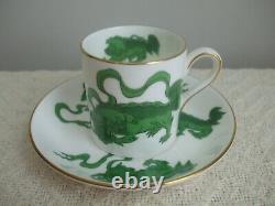 Wedgwood SET of 4 GREEN CHINESE TIGERS DEMITASSE CUPS & SAUCERS