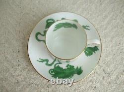 Wedgwood SET of 4 GREEN CHINESE TIGERS DEMITASSE CUPS & SAUCERS