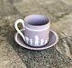 Wedgwood White On Lilac Purple Jasperware Small Demitasse Cup + Saucer