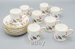 Wedgwood Williamsburg Cuckoo Bond Demitasse Cup & Saucers Set of 8 FREE SHIPPING