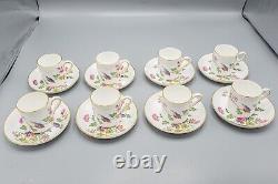 Wedgwood Williamsburg Cuckoo Bond Demitasse Cup & Saucers Set of 8 FREE SHIPPING