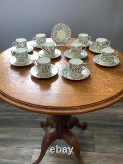 Wedgwood blue & silver lustre bone china demitasse 10 cups and 11 saucers WH2688