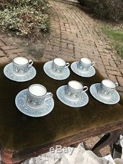 Wedgwood china 6 demitasse cups saucers demi Florentine turquoise dragons