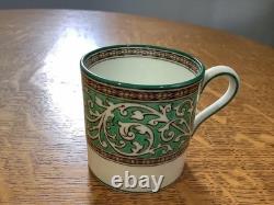 Wedgwood green Praze demitasse 6 cups & saucers floral center cream ground W2831
