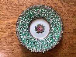 Wedgwood green Praze demitasse 6 cups & saucers floral center cream ground W2831