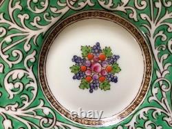 Wedgwood green Praze demitasse 6 cups & saucers floral center cream ground W2831