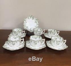 Wileman & Co Shelley GREEN IVY Demitasse Cup & Saucer c. 1889 Set of 6