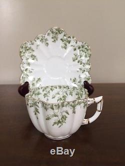 Wileman & Co Shelley GREEN IVY Demitasse Cup & Saucer c. 1889 Set of 6