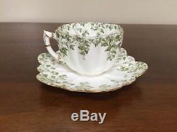 Wileman & Co Shelley GREEN IVY Demitasse Cup & Saucer c. 1889 Set of 6