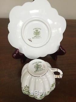 Wileman & Co Shelley GREEN IVY Demitasse Cup & Saucer c. 1889 Set of 6