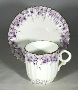 Wileman Demitasse Coffee Cup & Saucer Albert Pattern Daisy Border Mauve