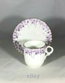 Wileman Demitasse Coffee Cup & Saucer Albert Pattern Daisy Border Mauve