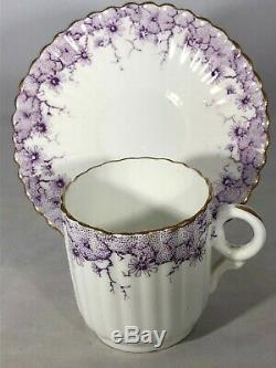 Wileman Demitasse Coffee Cup & Saucer Albert Pattern Daisy Border Mauve