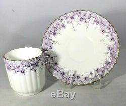 Wileman Demitasse Coffee Cup & Saucer Albert Pattern Daisy Border Mauve