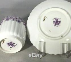 Wileman Demitasse Coffee Cup & Saucer Albert Pattern Daisy Border Mauve