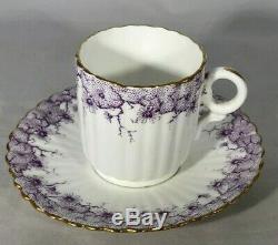 Wileman Demitasse Coffee Cup & Saucer Albert Pattern Daisy Border Mauve