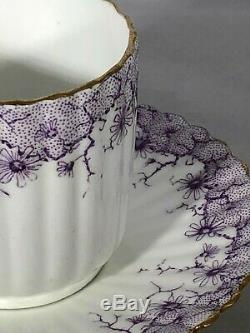 Wileman Demitasse Coffee Cup & Saucer Albert Pattern Daisy Border Mauve