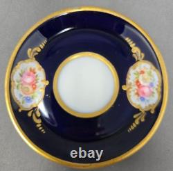 William Lycott Cobalt and Floral Demitasse Cup & Saucer