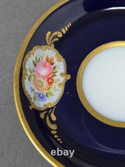 William Lycott Cobalt and Floral Demitasse Cup & Saucer