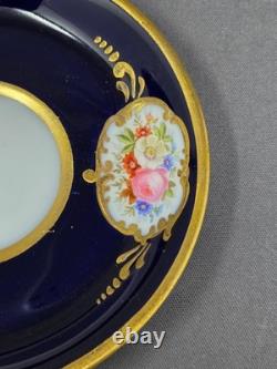 William Lycott Cobalt and Floral Demitasse Cup & Saucer