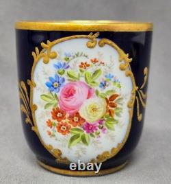 William Lycott Cobalt and Floral Demitasse Cup & Saucer