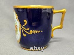 William Lycott Cobalt and Floral Demitasse Cup & Saucer