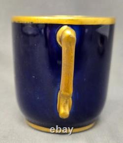 William Lycott Cobalt and Floral Demitasse Cup & Saucer