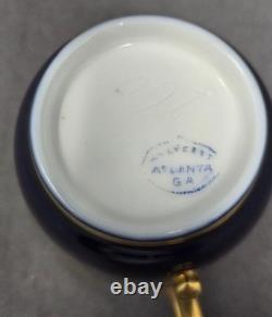 William Lycott Cobalt and Floral Demitasse Cup & Saucer