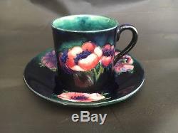 William Moorcroft Demitasse cup and saucer 1929-1949 Poppy Pattern