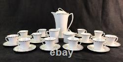 Wintering Demitasse Service for 12 Coffee Pot Cups Saucers Creamer Sugar Germany