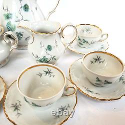 Winterling Bavaria Green Ming Coffee Tea Pot Set Demitasse Cups Saucers 17 Set