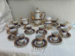 Yau Shing Laurel Shield porcelain demitasse coffee/tea set 12 cups and saucers