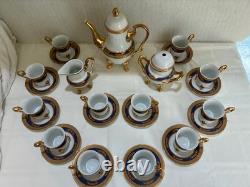 Yau Shing Laurel Shield porcelain demitasse coffee/tea set 12 cups and saucers
