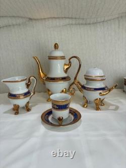 Yau Shing Laurel Shield porcelain demitasse coffee/tea set 12 cups and saucers