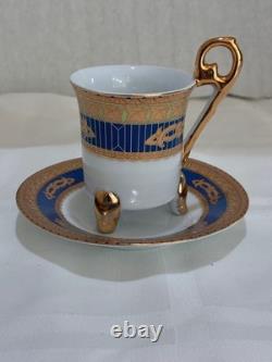 Yau Shing Laurel Shield porcelain demitasse coffee/tea set 12 cups and saucers