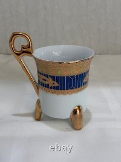 Yau Shing Laurel Shield porcelain demitasse coffee/tea set 12 cups and saucers