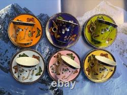 Yedi Butterfly Filigree Rim Demitasse Espresso Cup & Saucer A Set Of 6 NIB