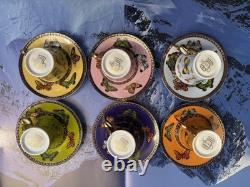 Yedi Butterfly Filigree Rim Demitasse Espresso Cup & Saucer A Set Of 6 NIB
