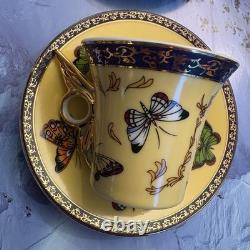Yedi Butterfly Filigree Rim Demitasse Espresso Cup & Saucer A Set Of 6 NIB