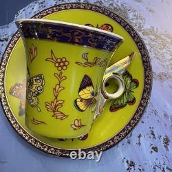 Yedi Butterfly Filigree Rim Demitasse Espresso Cup & Saucer A Set Of 6 NIB