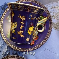Yedi Butterfly Filigree Rim Demitasse Espresso Cup & Saucer A Set Of 6 NIB