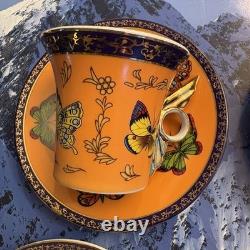 Yedi Butterfly Filigree Rim Demitasse Espresso Cup & Saucer A Set Of 6 NIB