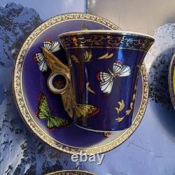 Yedi Butterfly Filigree Rim Demitasse Espresso Cup & Saucer A Set Of 6 NIB