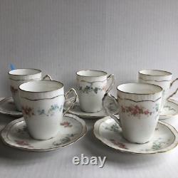 Z S & C Bavaria Demitasse Cup & Saucer Set Of 5 Pink Blue Floral Orleans ZSC60