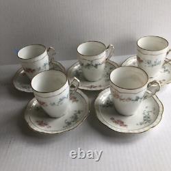 Z S & C Bavaria Demitasse Cup & Saucer Set Of 5 Pink Blue Floral Orleans ZSC60