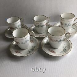 Z S & C Bavaria Demitasse Cup & Saucer Set Of 5 Pink Blue Floral Orleans ZSC60