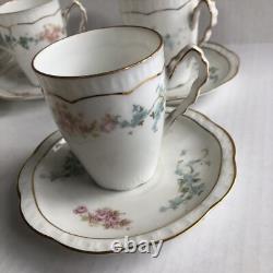 Z S & C Bavaria Demitasse Cup & Saucer Set Of 5 Pink Blue Floral Orleans ZSC60